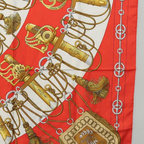 HERMES Carre 90 Scarf ""Cliquetis "" Silk Red Auth KD223 - Picture 7 of 14